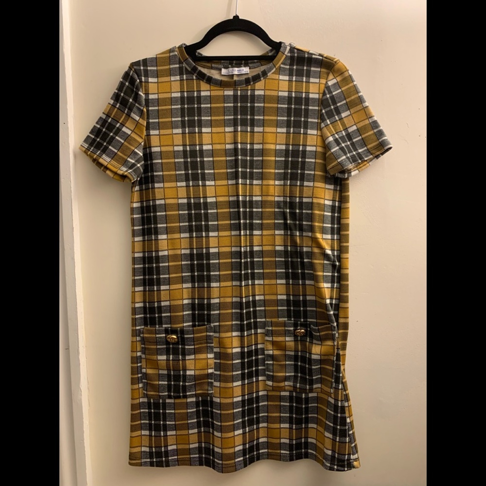 Zara Trafaluc Plaid Pocket Dress